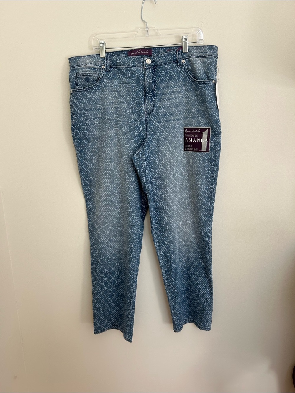 Gloria Vanderbilt Amanda Women's Jeans 16W  Average Tapered Sundance Print NWT